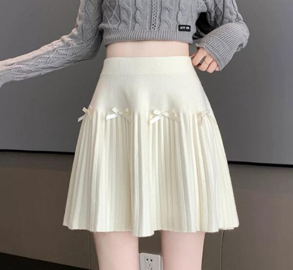 プリーツスカート 女子学生風プリーツミニスカート リボン付き