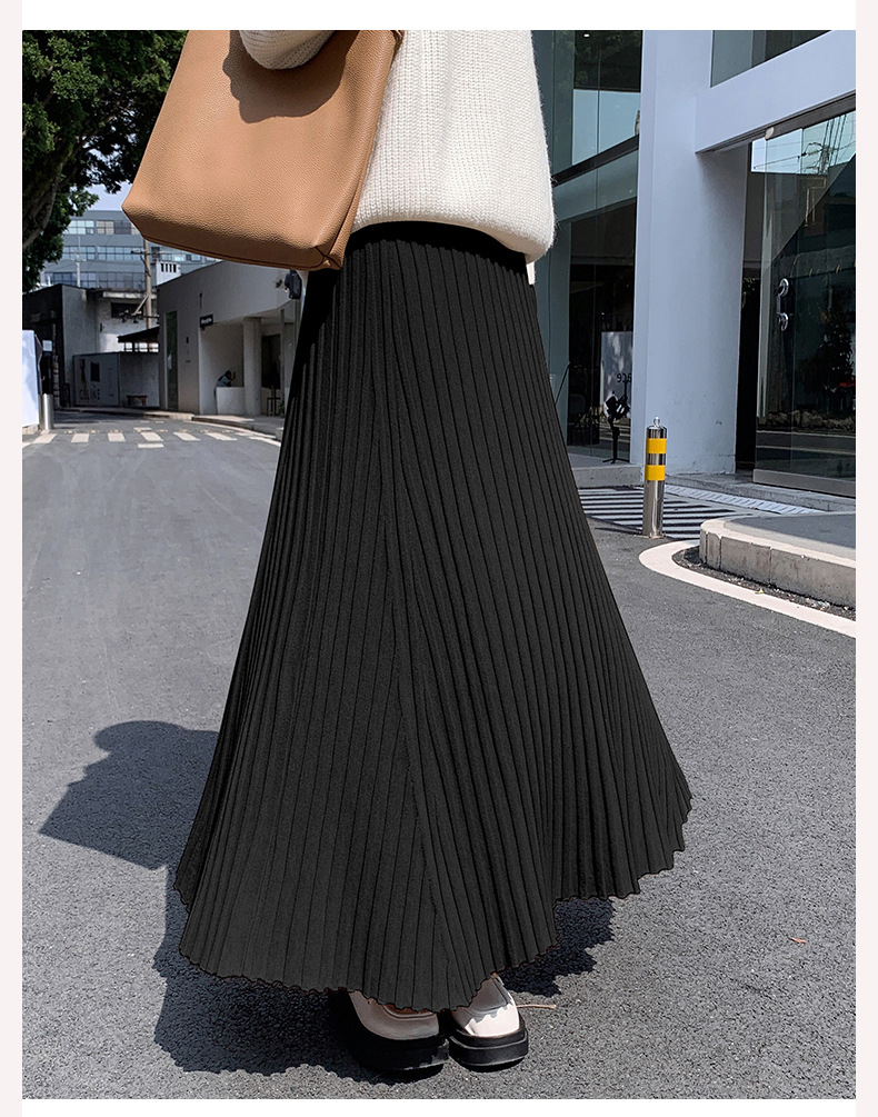 ニット素材プリーツスカート 大人可愛い ふんわり 通勤対応