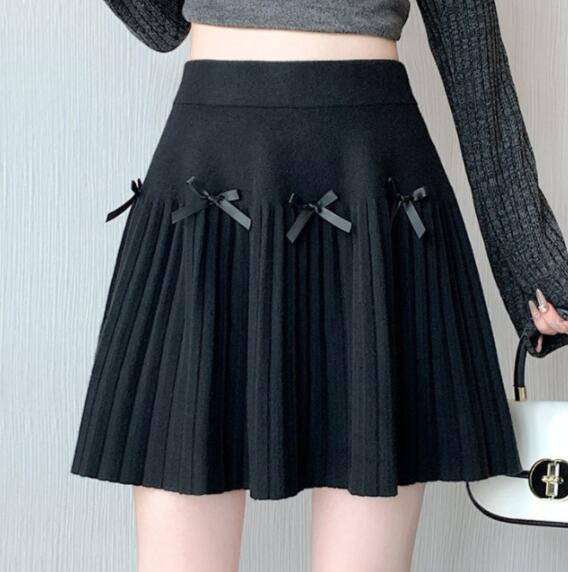 プリーツスカート 女子学生風プリーツミニスカート リボン付き