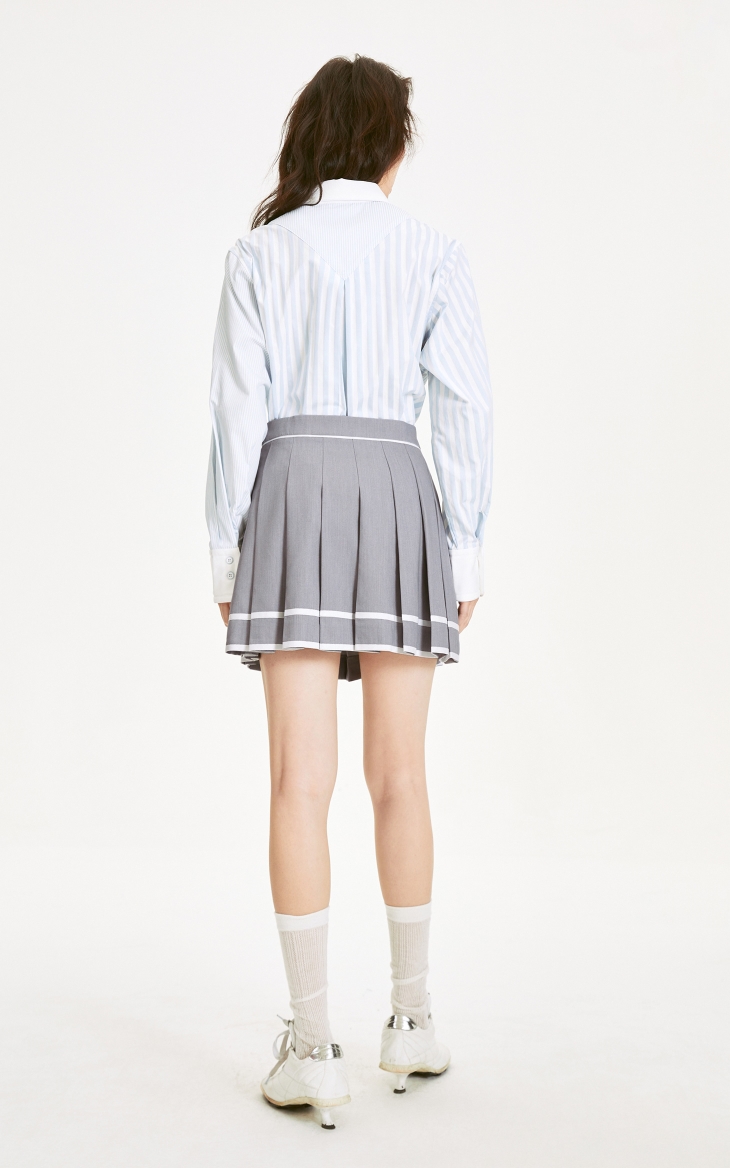プリーツスカート ラインデザインプリーツミニスカート