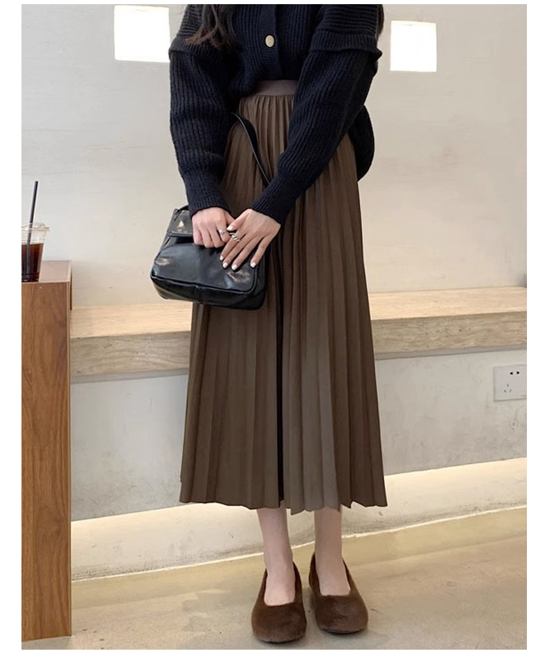 プリーツスカート 優美なハイウエストプリーツロングスカート