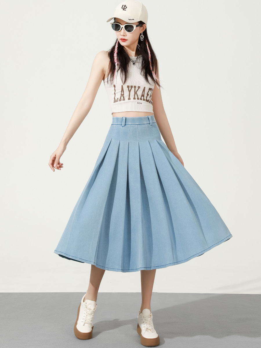 プリーツスカート 優美なたたずまい 膝丈プリーツスカート