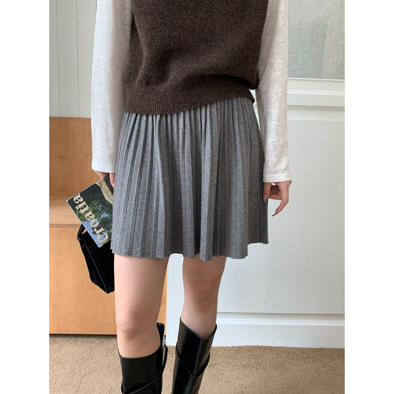 プリーツスカート ニット素材のやわらかプリーツミニスカート