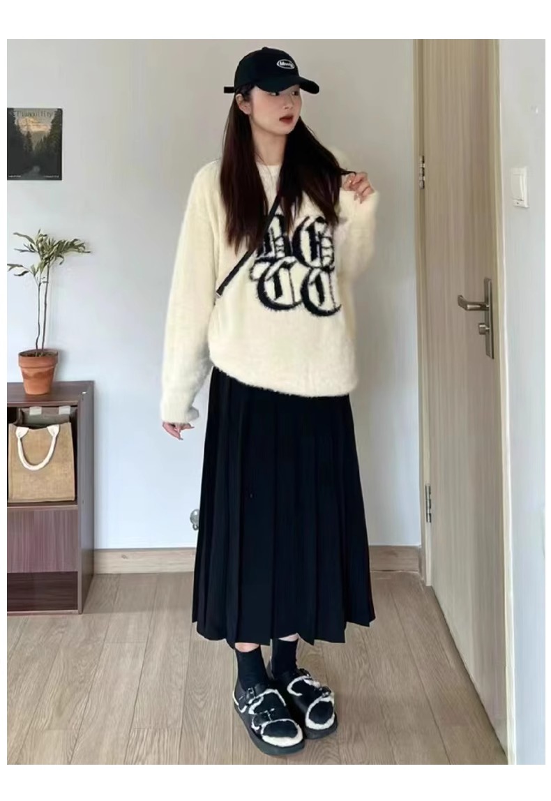 プリーツスカート 上品なシルエットプリーツロングスカート