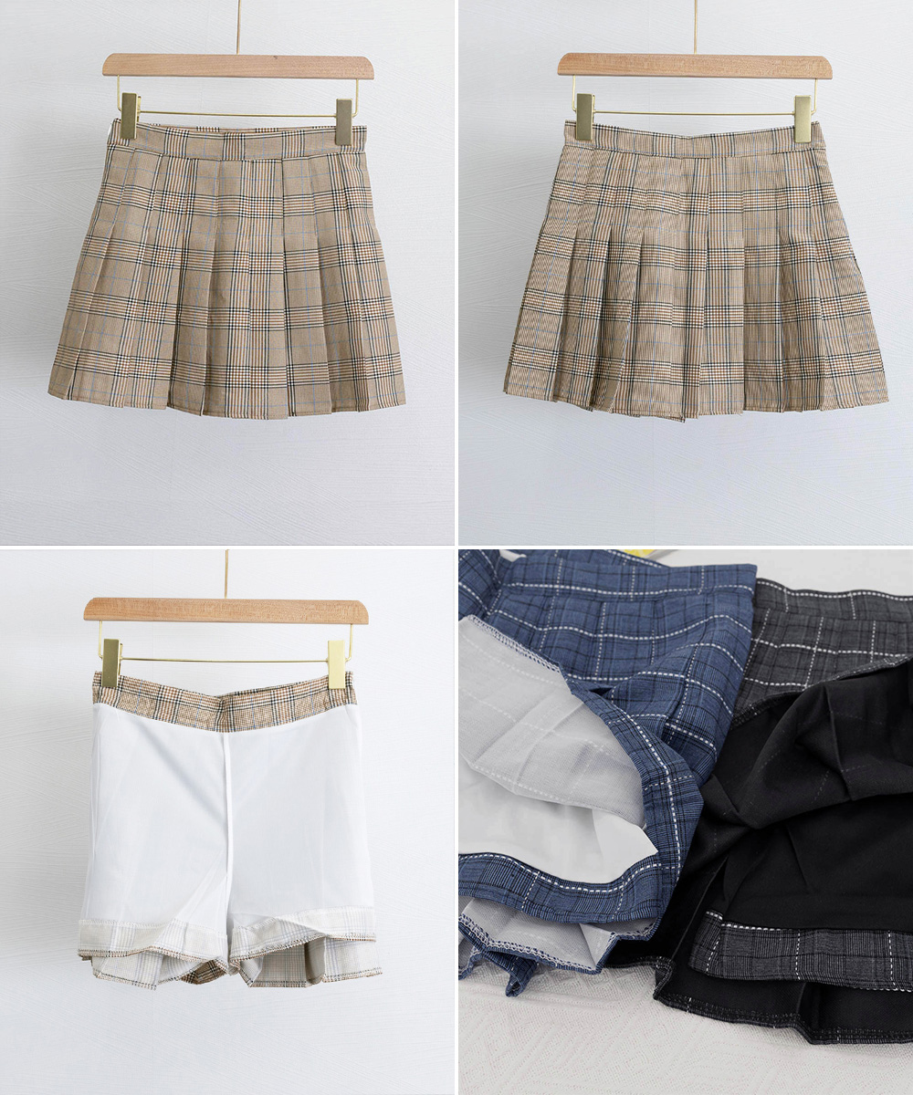 チェック柄プリーツスカート ミニ丈