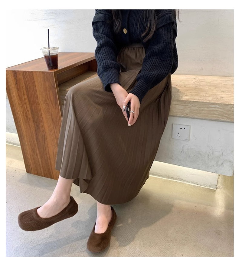 プリーツスカート 優美なハイウエストプリーツロングスカート