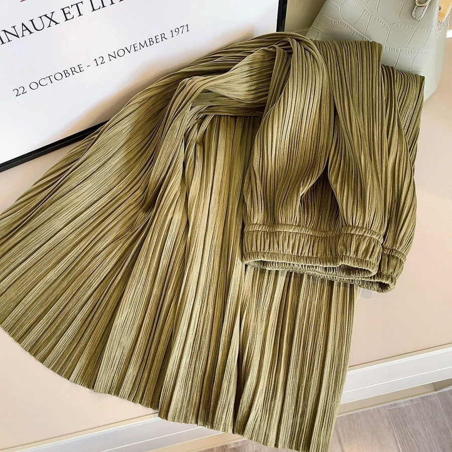 2025新作ハイウエストロングプリーツスカート5色