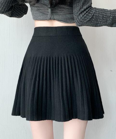 女子高校生風プリーツスカート リボン付き膝上丈