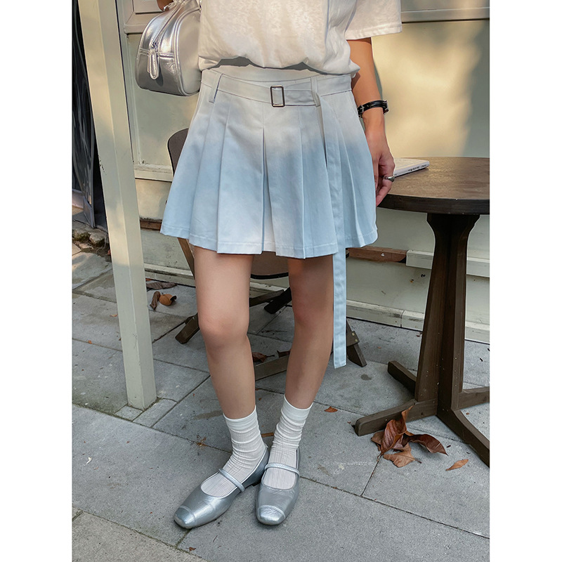 プリーツスカート 美シルエットベルト付きプリーツミニスカート