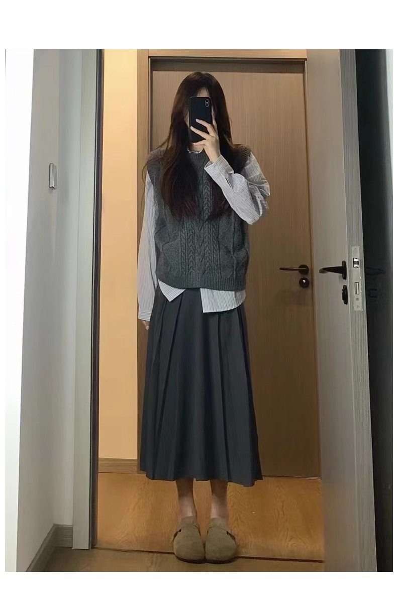 プリーツスカート 上品なシルエットプリーツロングスカート