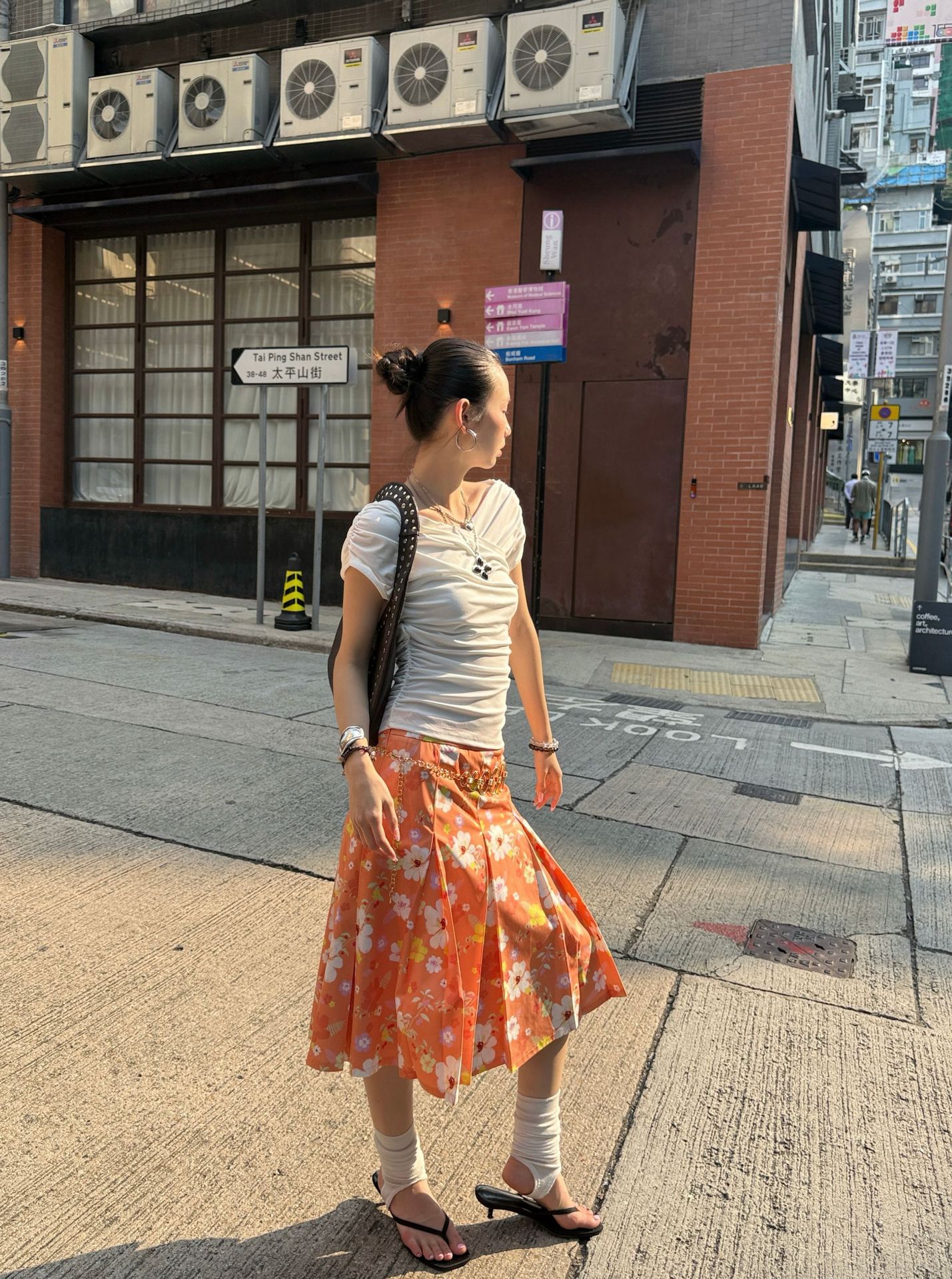 プリーツスカート 花柄プリーツ膝丈スカート