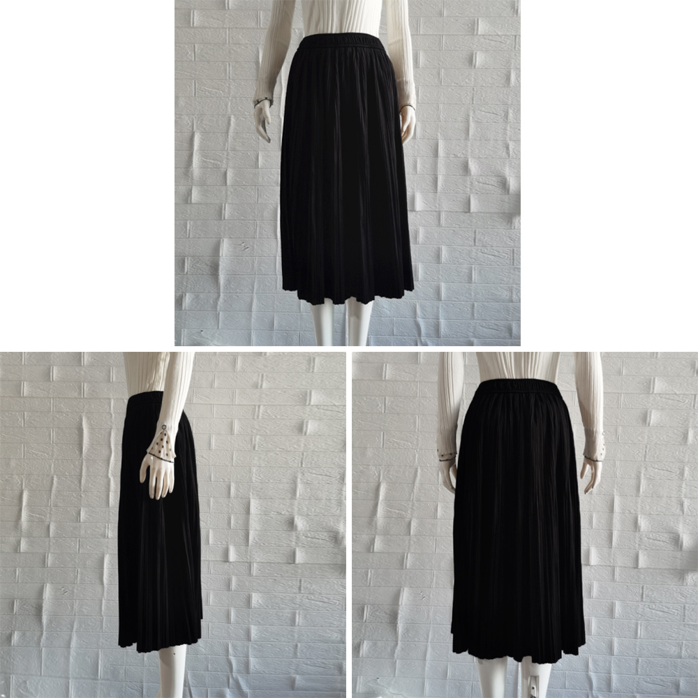 プリーツスカート ハイウエスト 着痩せ ミモレ丈