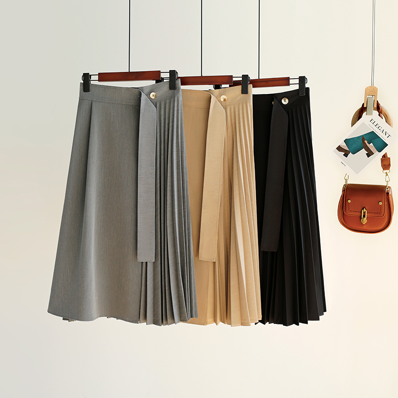 上品な大人気プリーツスカート膝下丈ハイウエスト