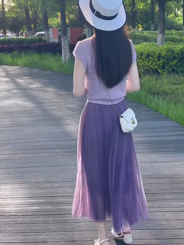 プリーツスカート 優美シルエットプリーツロングスカート