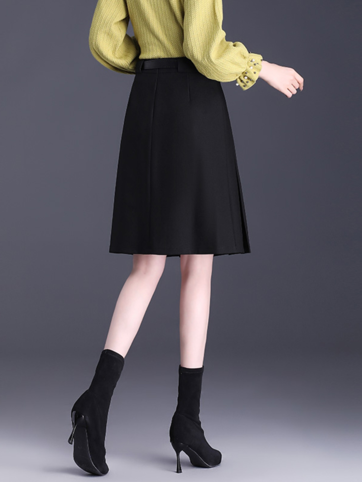 プリーツスカート クラシック ベルト付き プリーツスカート