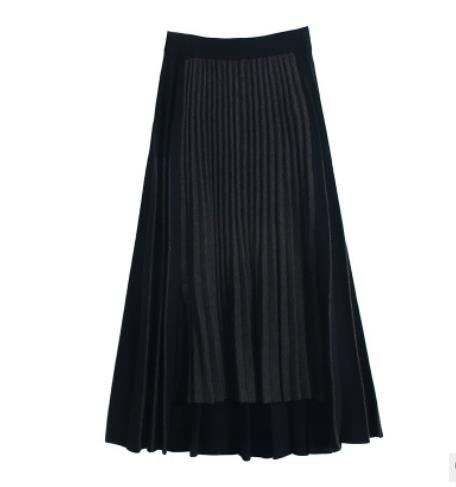 大人上品ハイウエストプリーツスカート黒色