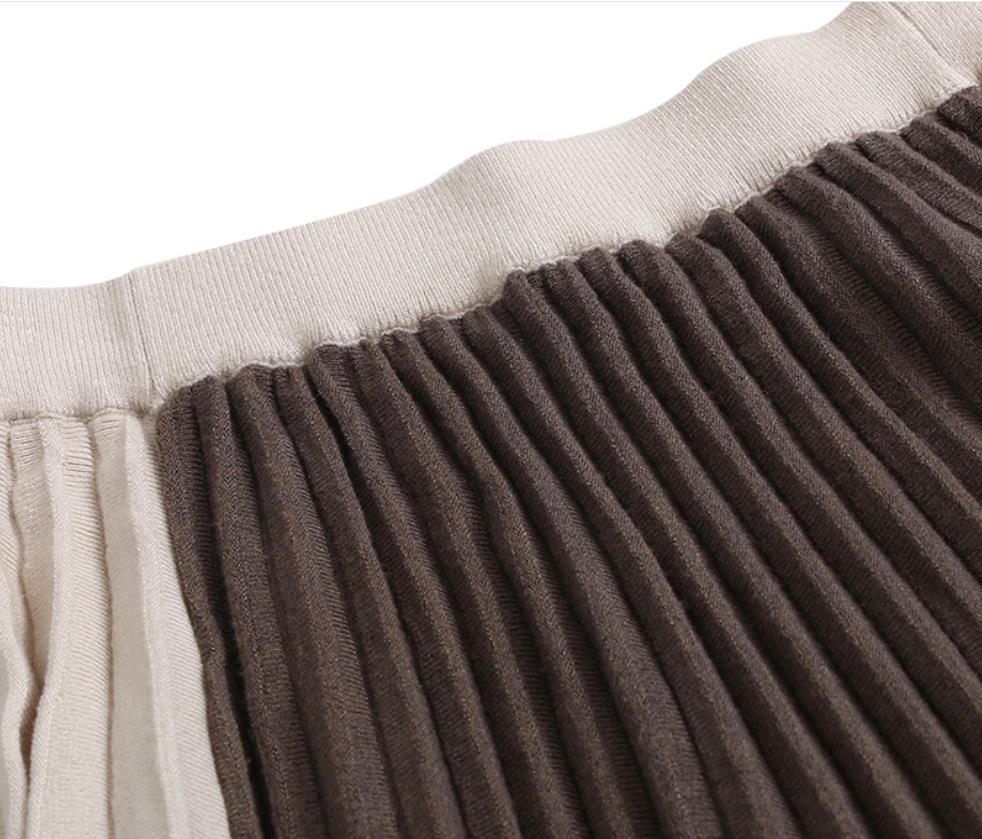 大人上品ハイウエストプリーツスカート黒色