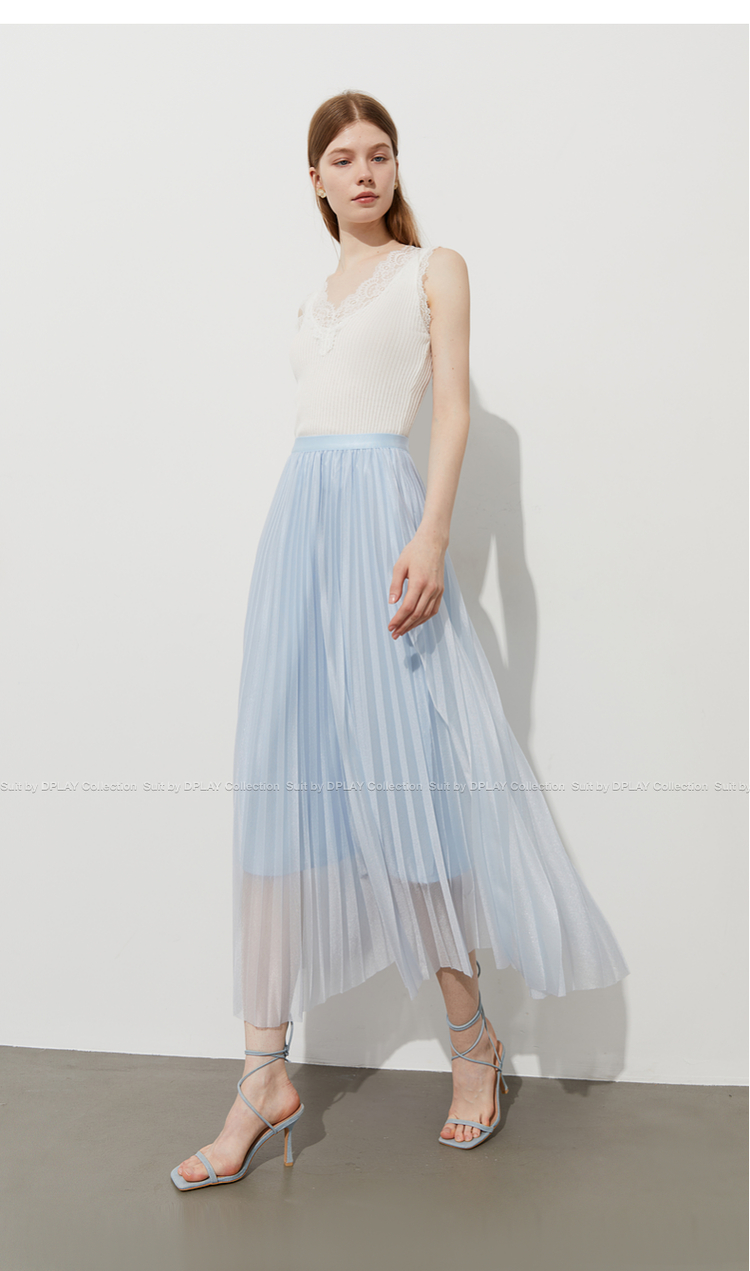 プリーツスカート 優雅な揺れ感 ふんわりプリーツロング