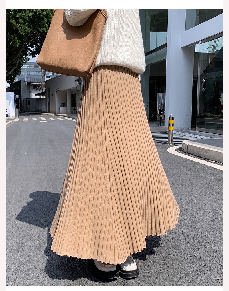 ニット素材プリーツスカート 大人可愛い ふんわり 通勤対応