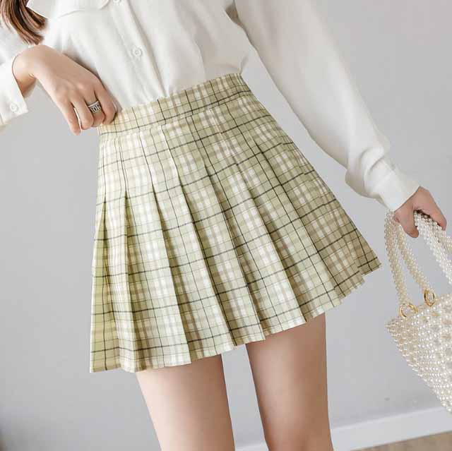 プリーツスカート チェック柄プリーツミニスカート インナーパンツ付き