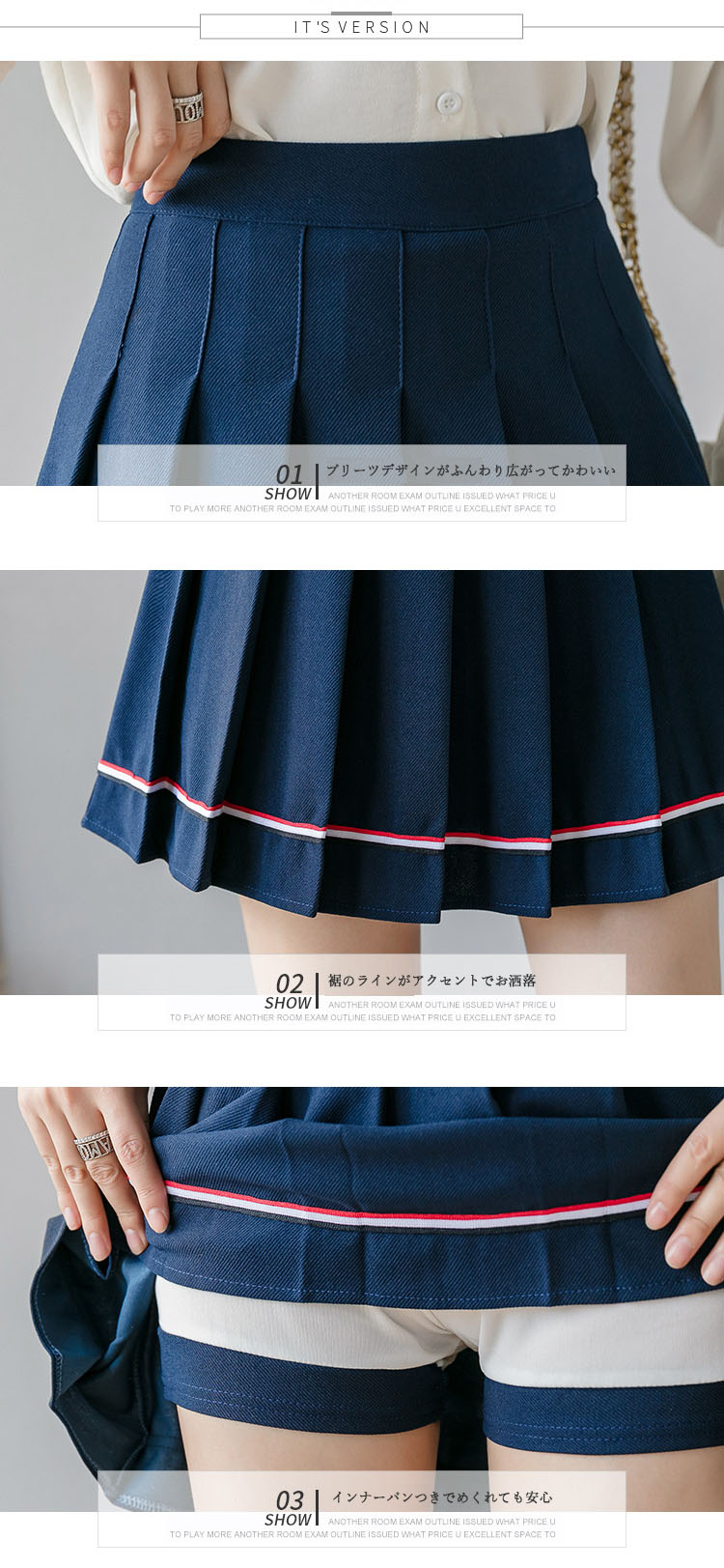 プリーツスカート 新作可愛いプリーツミニスカート インナーパンツ付き無地