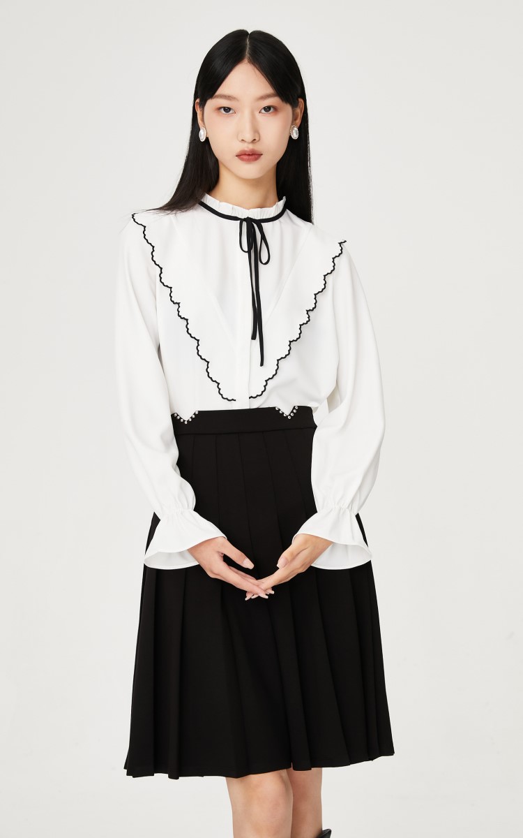 プリーツスカート クラシカル細プリーツ膝丈スカート