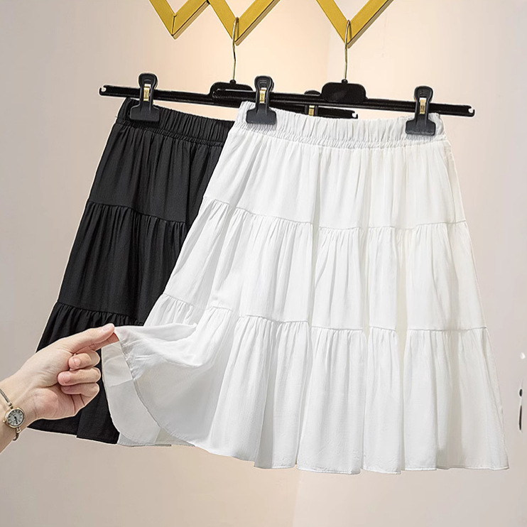 プリーツスカート 段ティアードフリル裏地付きミニスカート