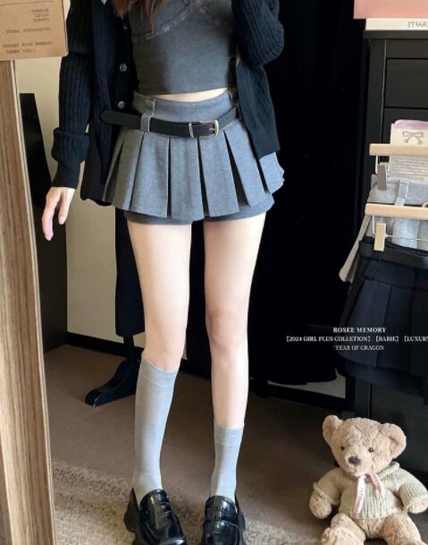 ハイウエストプリーツスカート フレア型ミニ丈