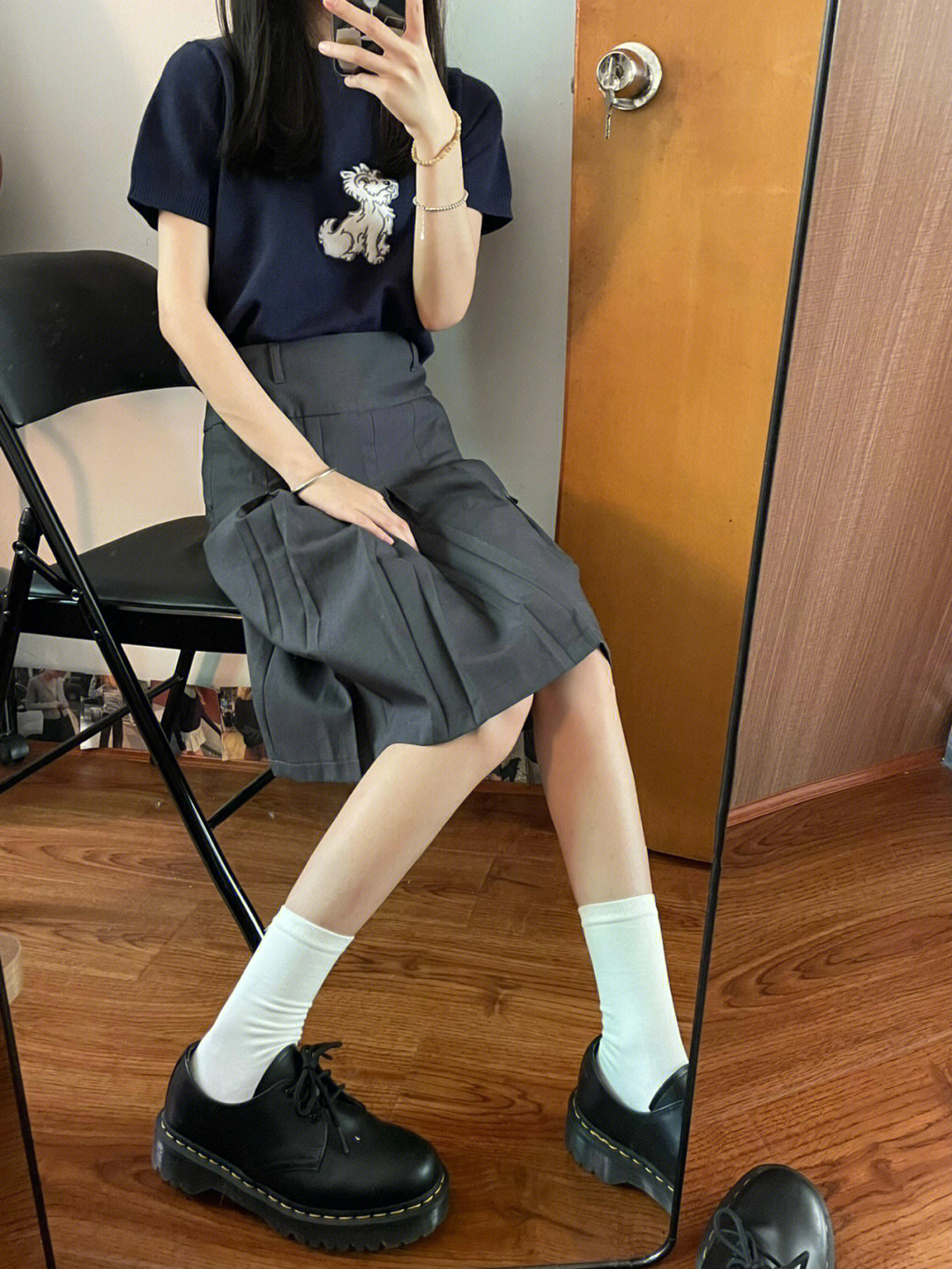 プリーツスカート きれいめ細プリーツ膝丈スカート