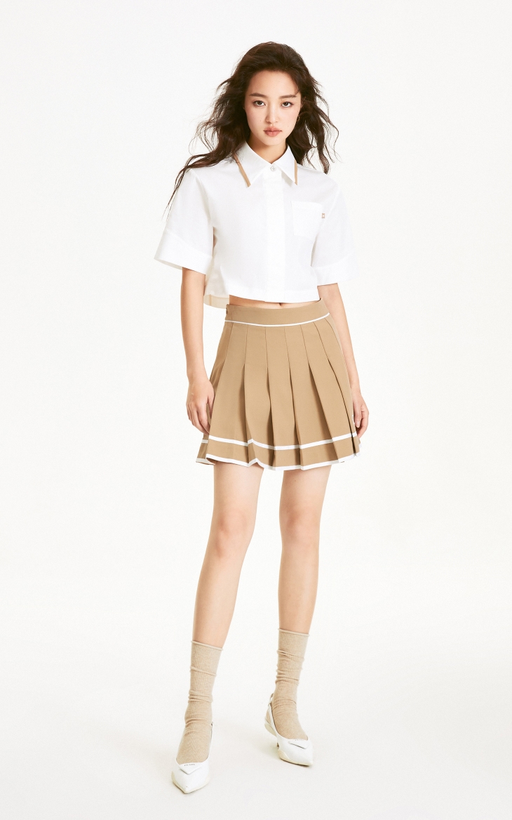 プリーツスカート ラインデザインプリーツミニスカート