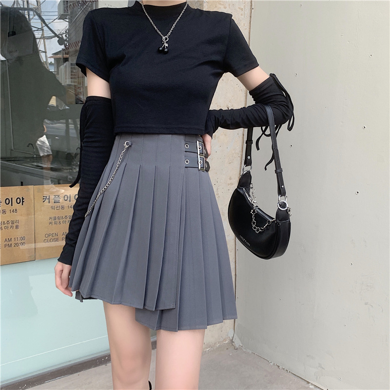 ハイウエストプリーツスカート ベルト付き