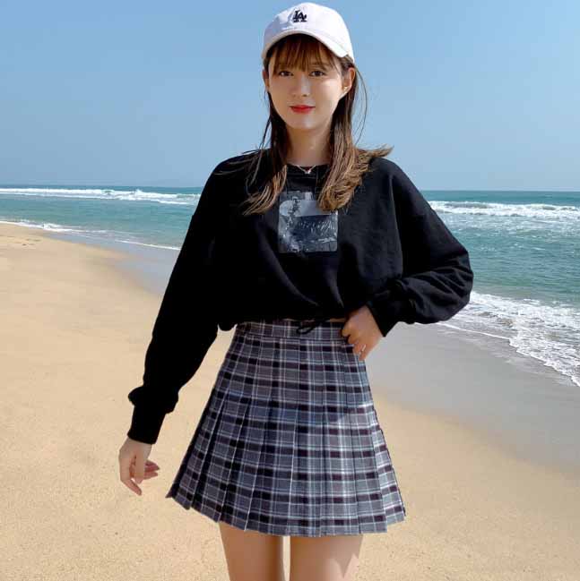 可愛いチェック柄プリーツスカート ミニ丈 インナーパンツ付き