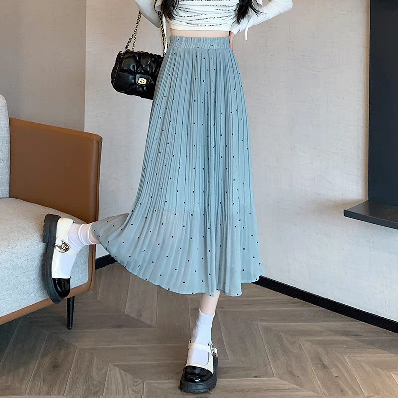 プリーツスカート 水玉模様のふんわりプリーツスカート