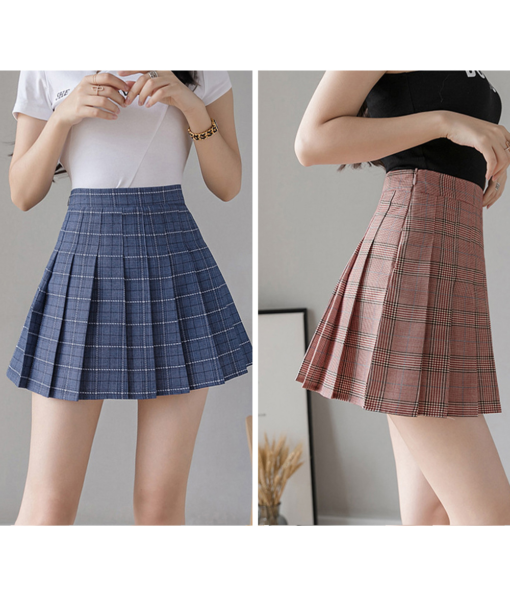 チェック柄プリーツスカート ミニ丈