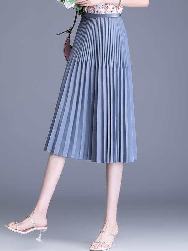 プリーツスカート 優美な揺れ感 細プリーツミディスカート