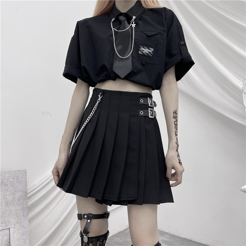 ハイウエストプリーツスカート ベルト付き