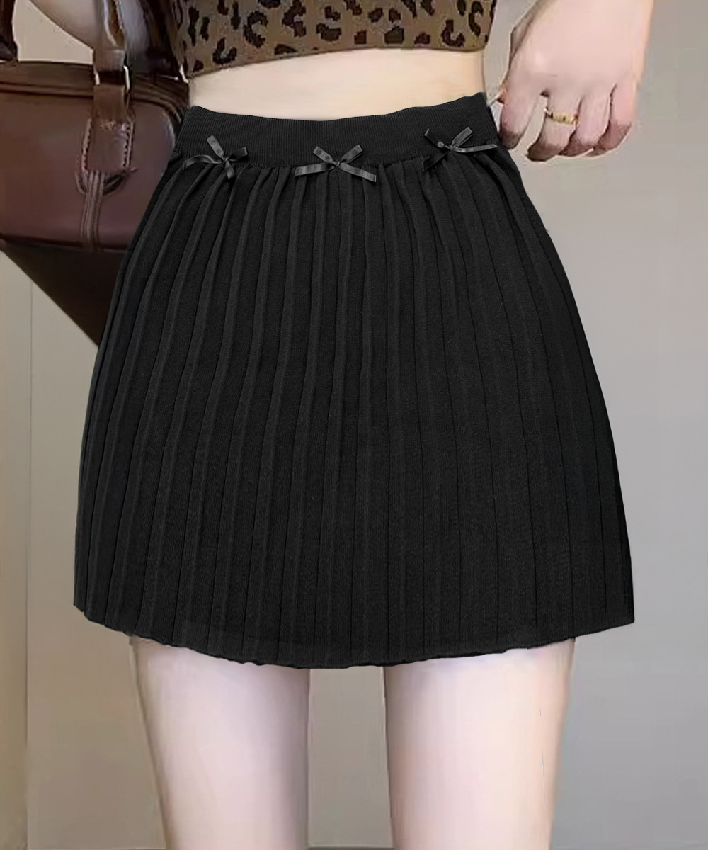 プリーツスカート リボン付きプリーツミニスカート