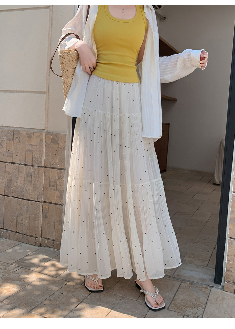 プリーツスカート 水玉プリーツロングスカート