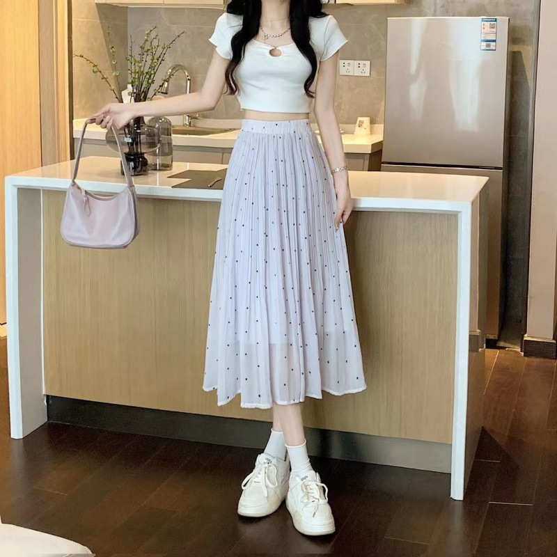 プリーツスカート 水玉模様のふんわりプリーツスカート