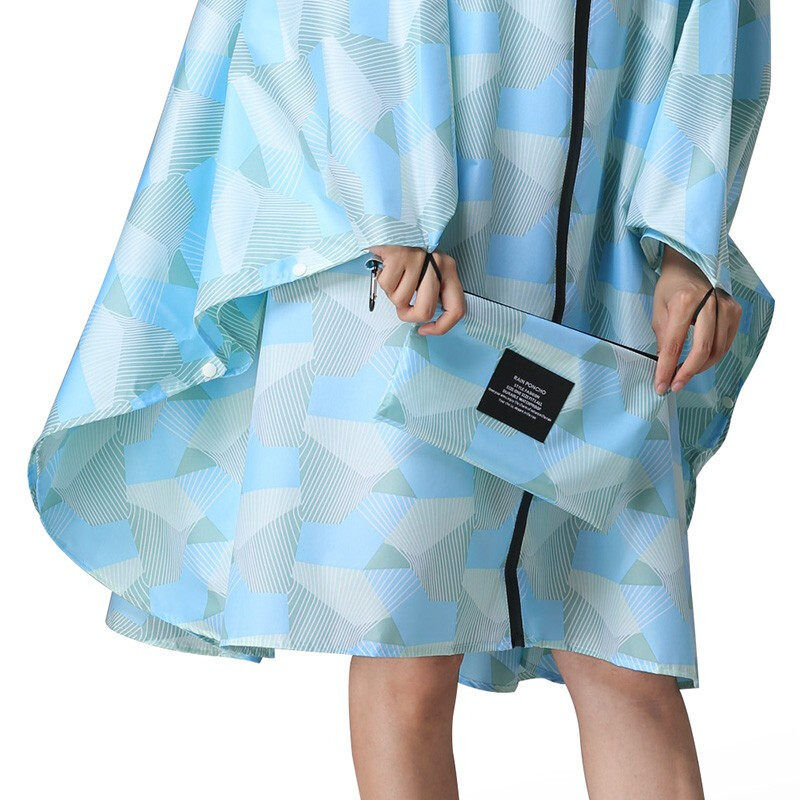 レインウェア 幾何学模様ポンチョ型リュック対応レインコート