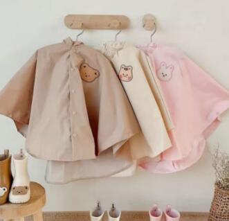 レインウェア 子供用くま耳レインコート 撥水加工 通学雨具カッパ