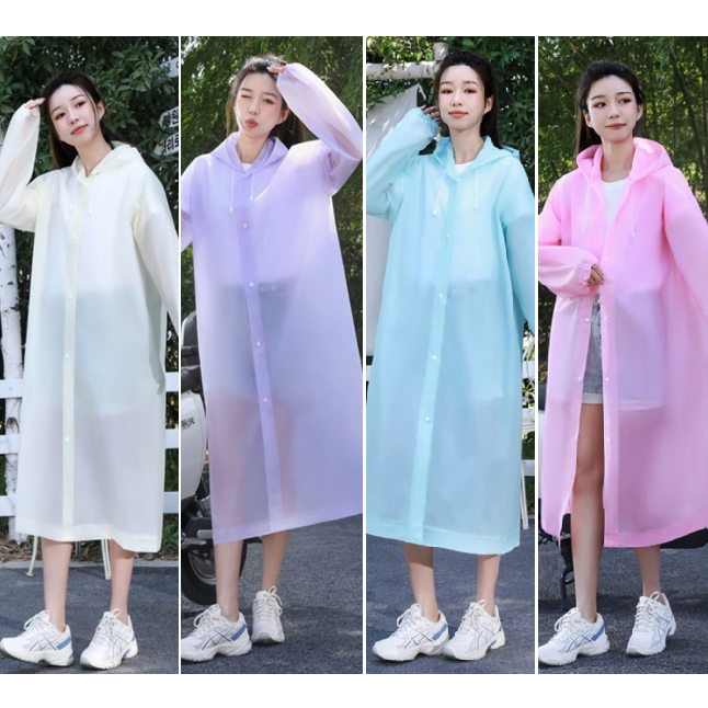 携帯便利な収納袋付きロングレインウェア