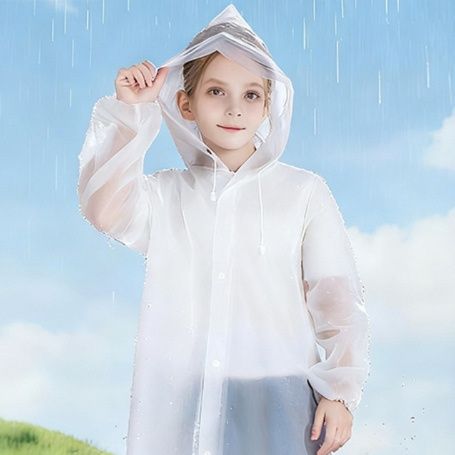 レインウェア 透明防水フード付き子供用レインコート