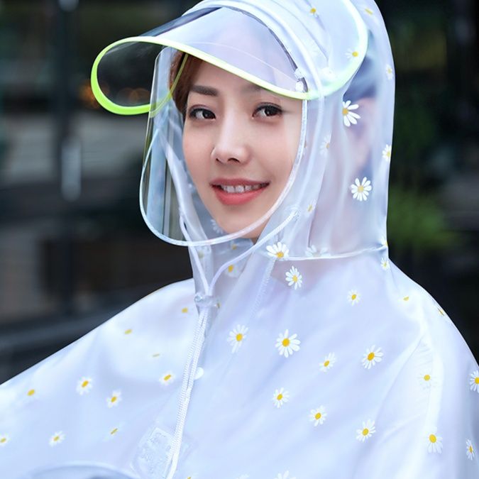 レインウェア 花柄透明自転車用リュック対応レインコート