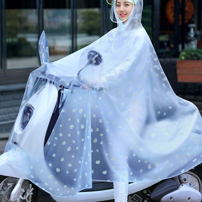 レインウェア 花柄透明自転車用リュック対応レインコート