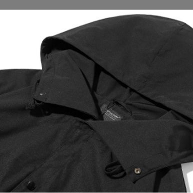 レインウェア 都会派ロング丈フード付き防水レインジャケット