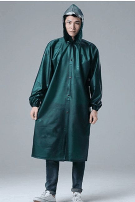 レインウェア リュック男女対応フード付き撥水ロングレインコート