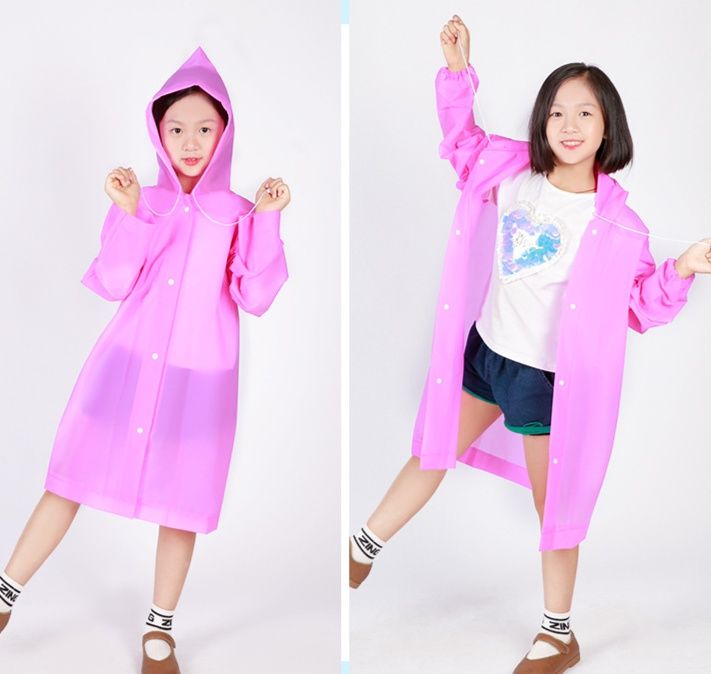 レインウェア 子供用透明素材ロング丈レインコート