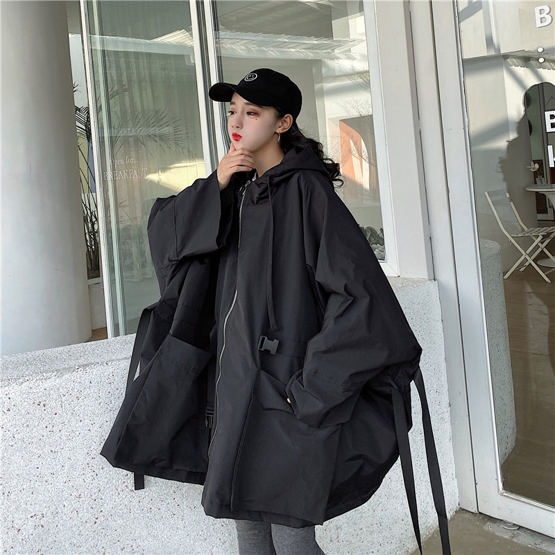 レインウェア ゆったりオーバーサイズフード付き防水レインジャケット
