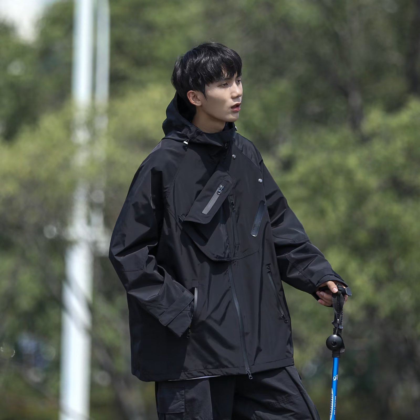 レインウェア 多機能ポケット付き防水レインジャケット